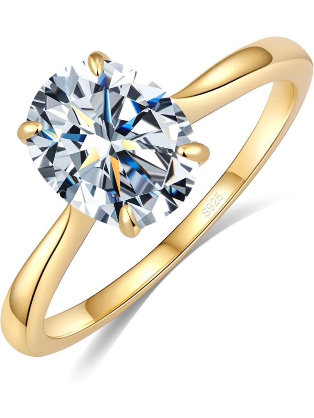 Stunning 1/2/3/4 CT Round Moissanite Engagement Ring, D Color VVS1, Sterling